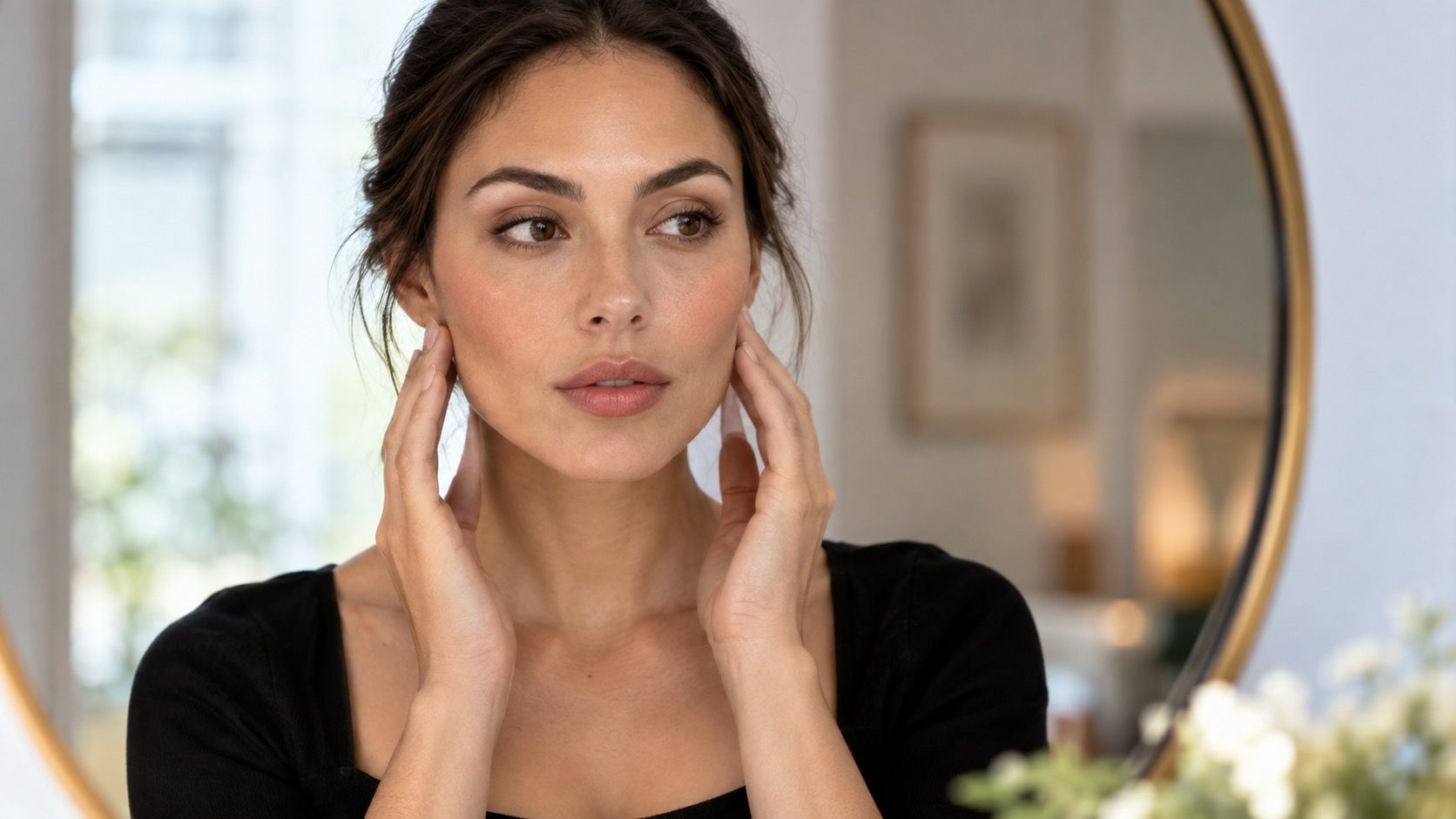 Diamond face shape with prominent cheekbones